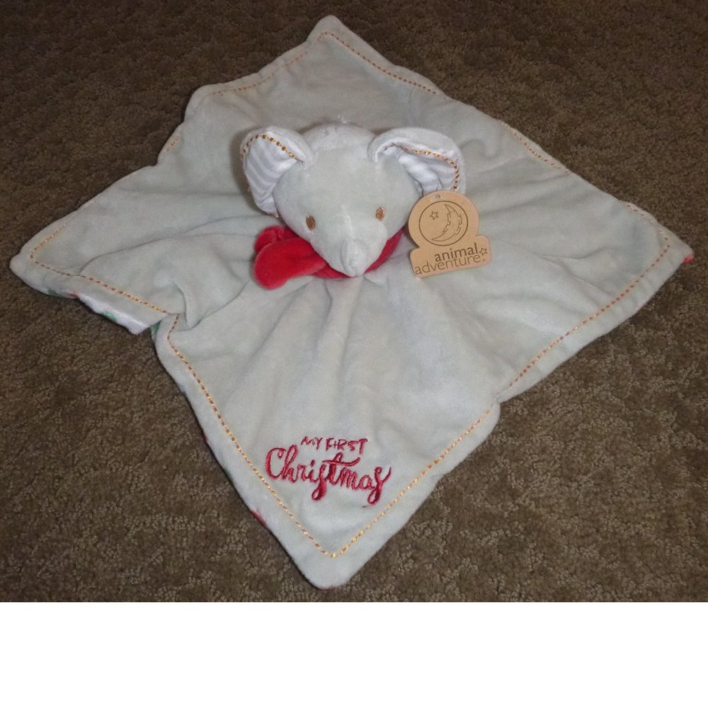 Animal Adventure ELEPHANT My First Christmas Baby Security Blanket Lovey NWT